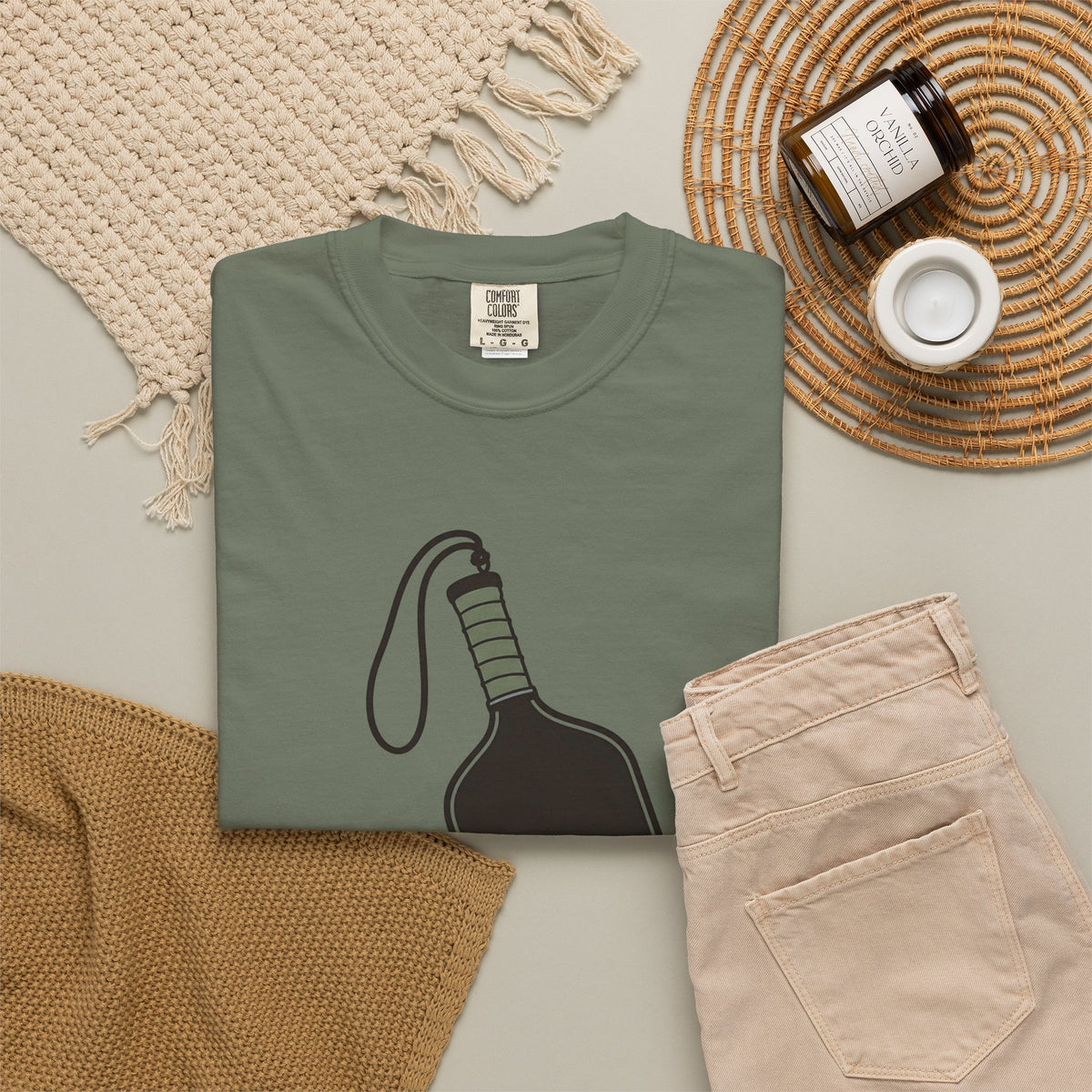 Hit Hard, Stay Loose T-Shirt - Moss - Flat Lay