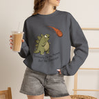 Emotionally I'm the Meteor Dinosaur Sweatshirt - Charcoal - On Model Female