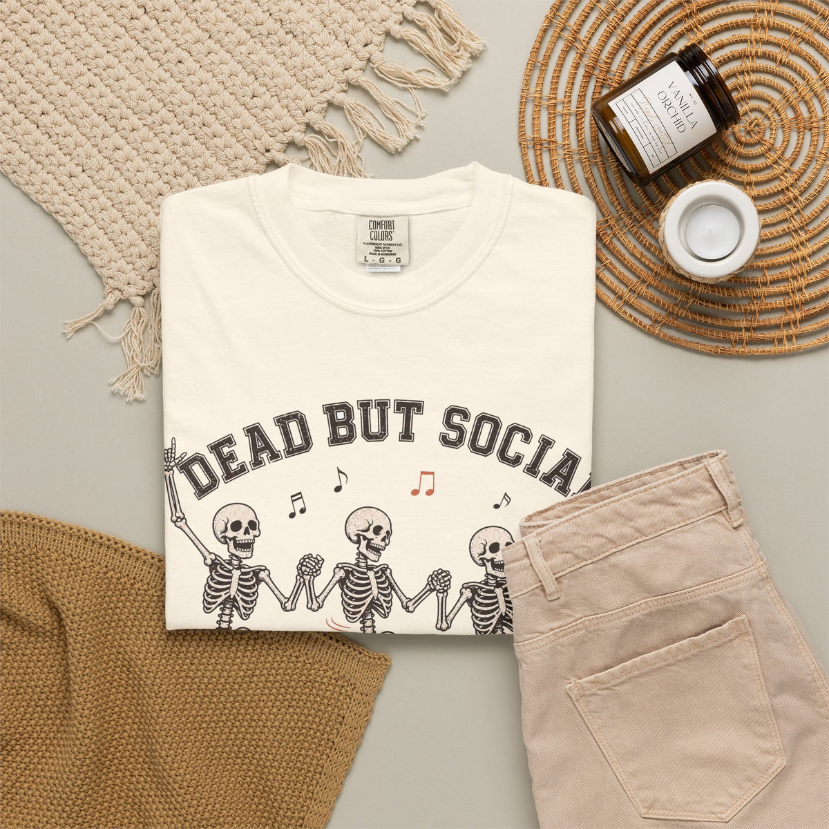 Dead But Social T-Shirt - Ivory - flat lay