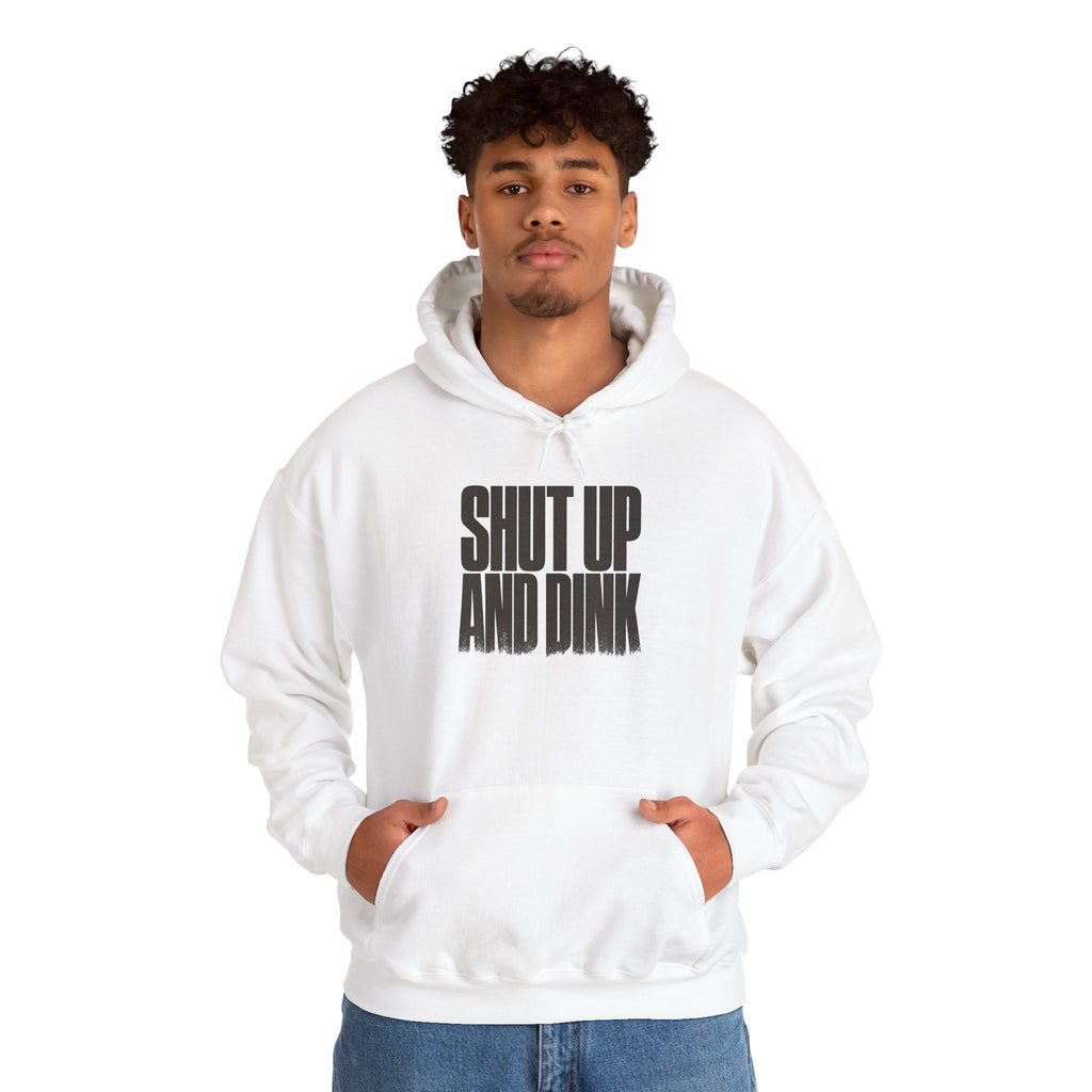 Shut Up and Dink Hoodie - White - On Model Male