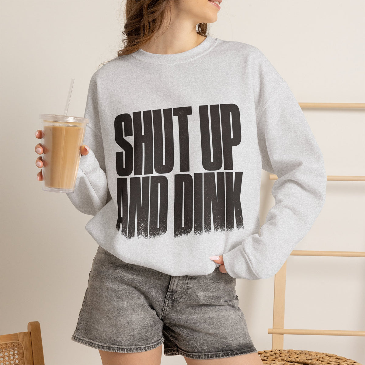 Shut Up and Dink Sweatshirt - Ash - On Model Female