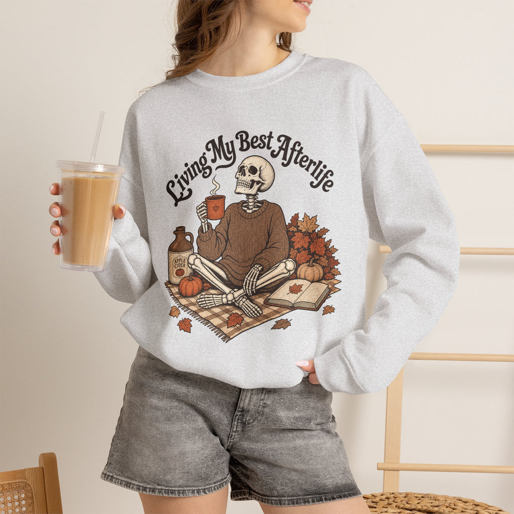 Living My Best Afterlife Sweatshirt - Ash - on model female