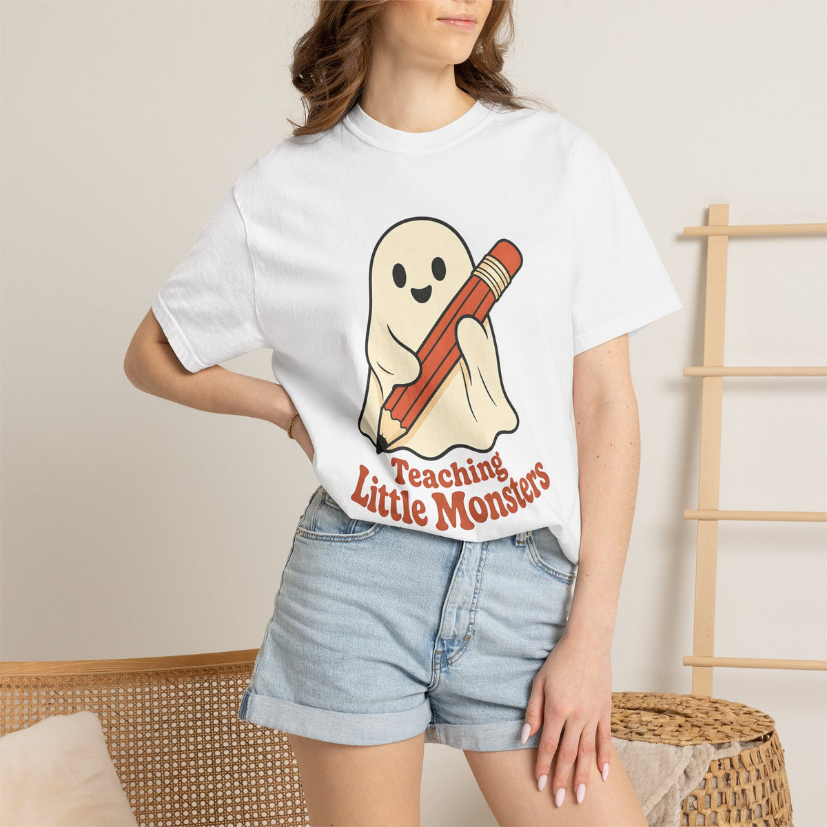 Teaching Little Monsters T-shirt - White - On Model Female