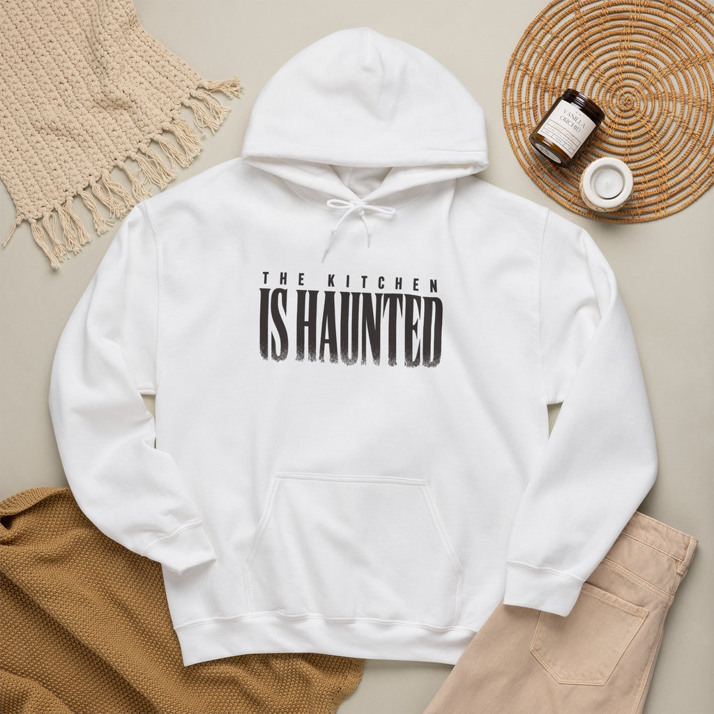 The Kitchen Is Haunted Hoodie - White - Flat Lay