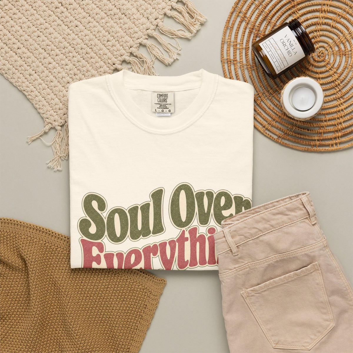 Soul Over Everything T-shirt - Ivory - Flat Lay