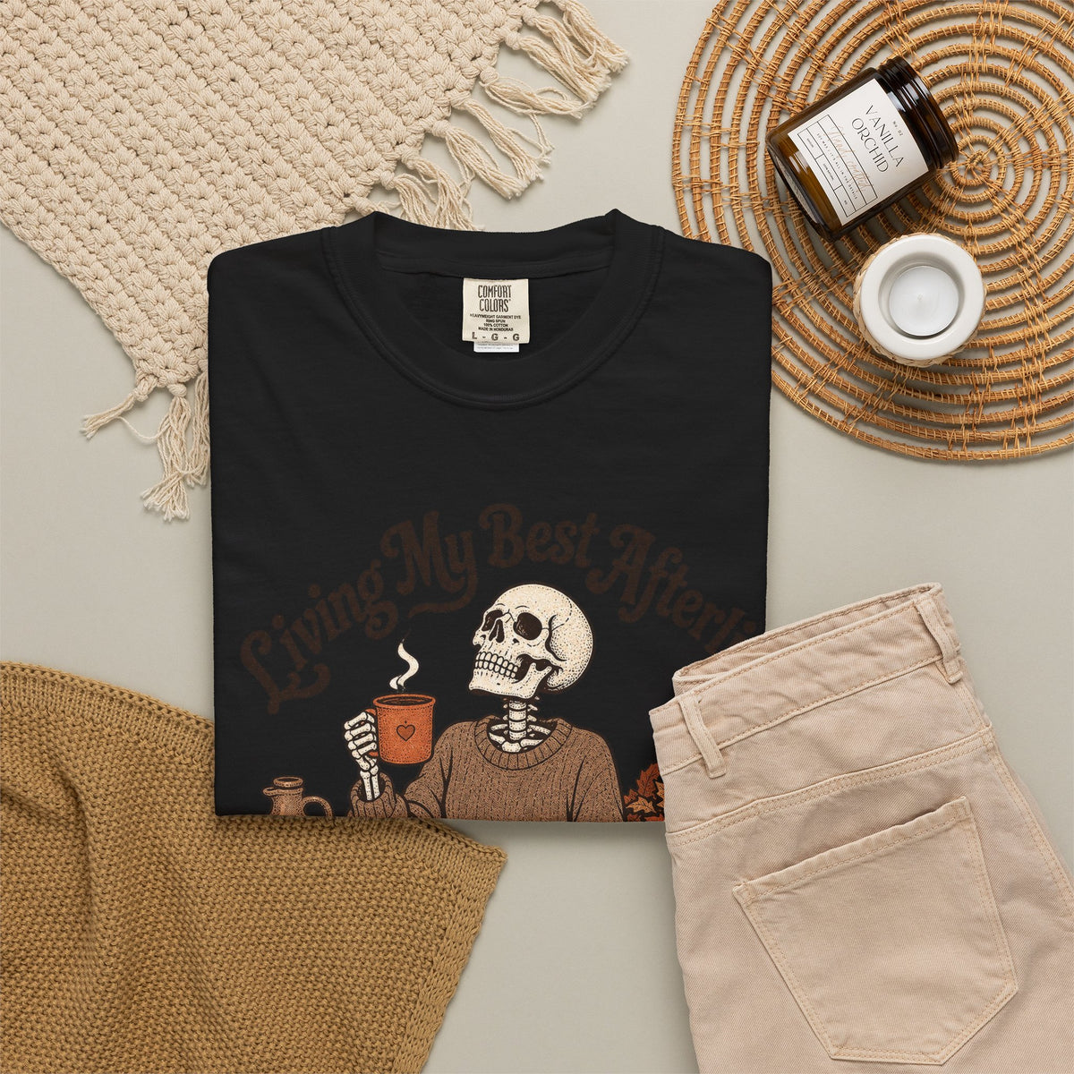 Living My Best Afterlife T-shirt - Black - flat lay