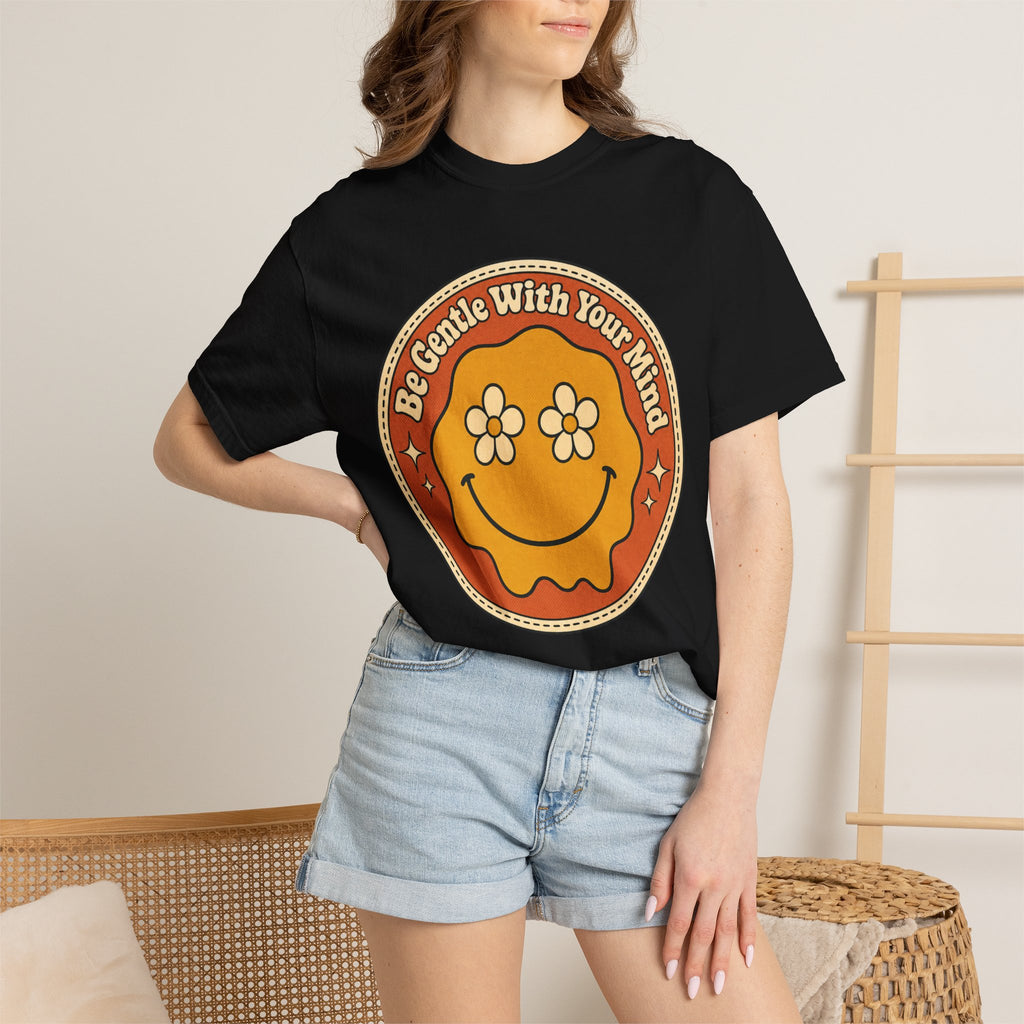 Be Gentle With Your Mind T-shirt - Black - on model close-up