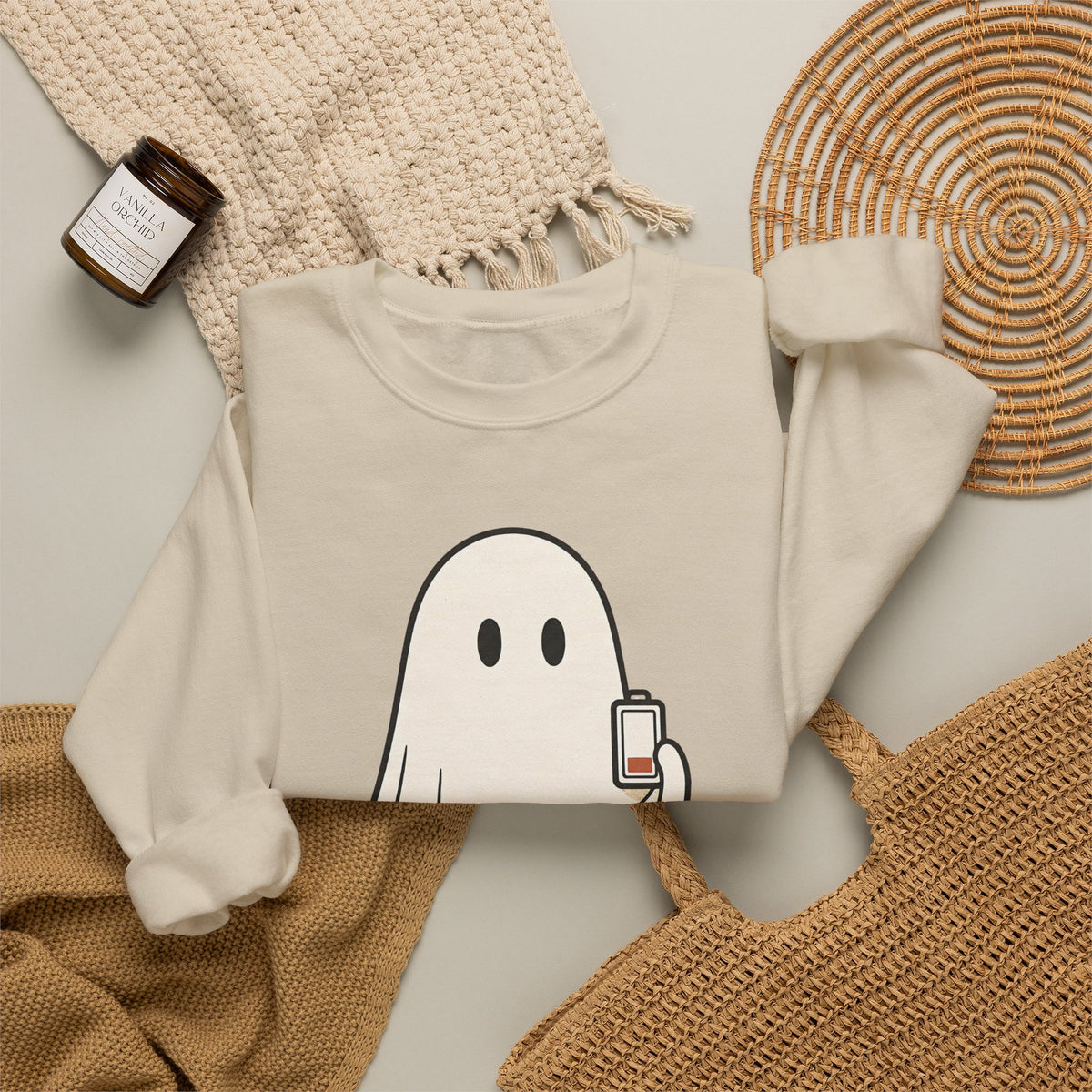 Running On Empty Since October Sweatshirt - Sand - Flat Lay
