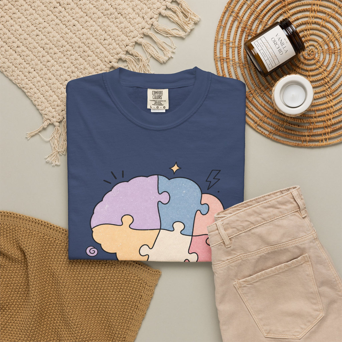 My Brain Has 47 Tabs Open T-Shirt - China Blue - Flat Lay