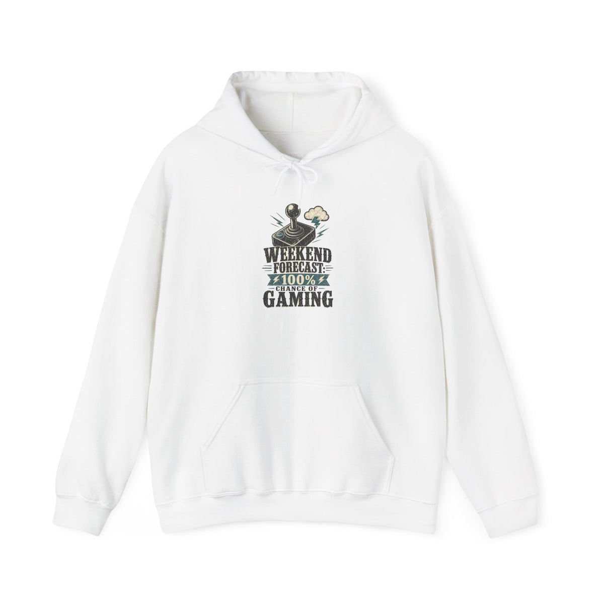 Weekend Forecast 100% Gaming Hoodie - White - Flat Lay