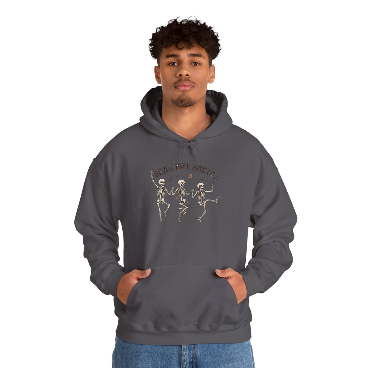 Dead But Social Hoodie - Charcoal - on model male