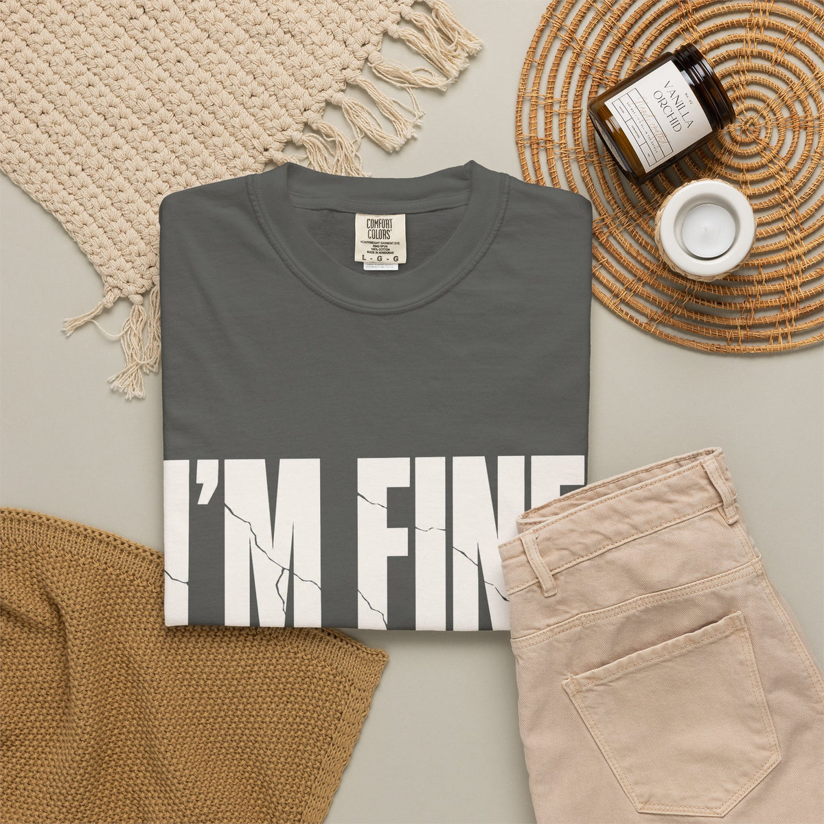 I'm Fine. Keep Playing. T-Shirt - Pepper - Flat Lay