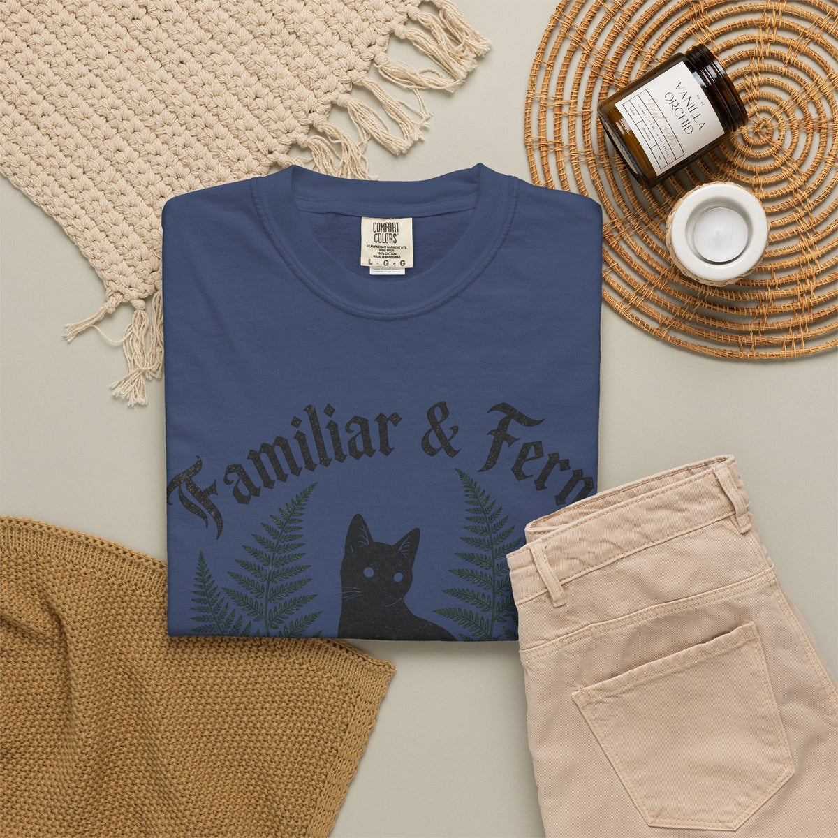 Familiar & Ferns T-shirt - China Blue - Flat Lay