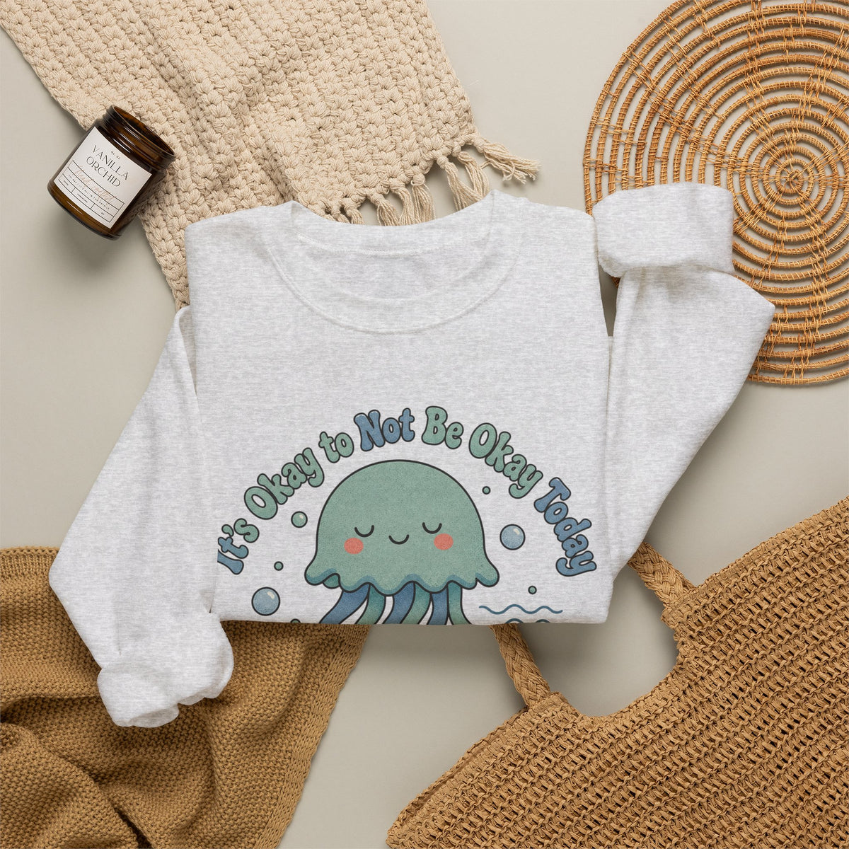 It's Okay to Not Be Okay Sweatshirt - Ash - Flat Lay
