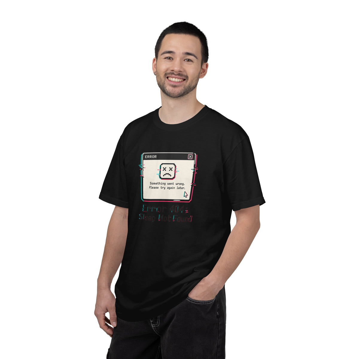Error 404 Sleep Not Found T-Shirt - Black - On Model Male
