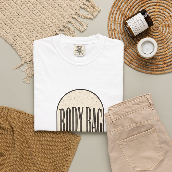 BODY BAG It's a Shot, Not a Threat T-Shirt - White - Flat Lay