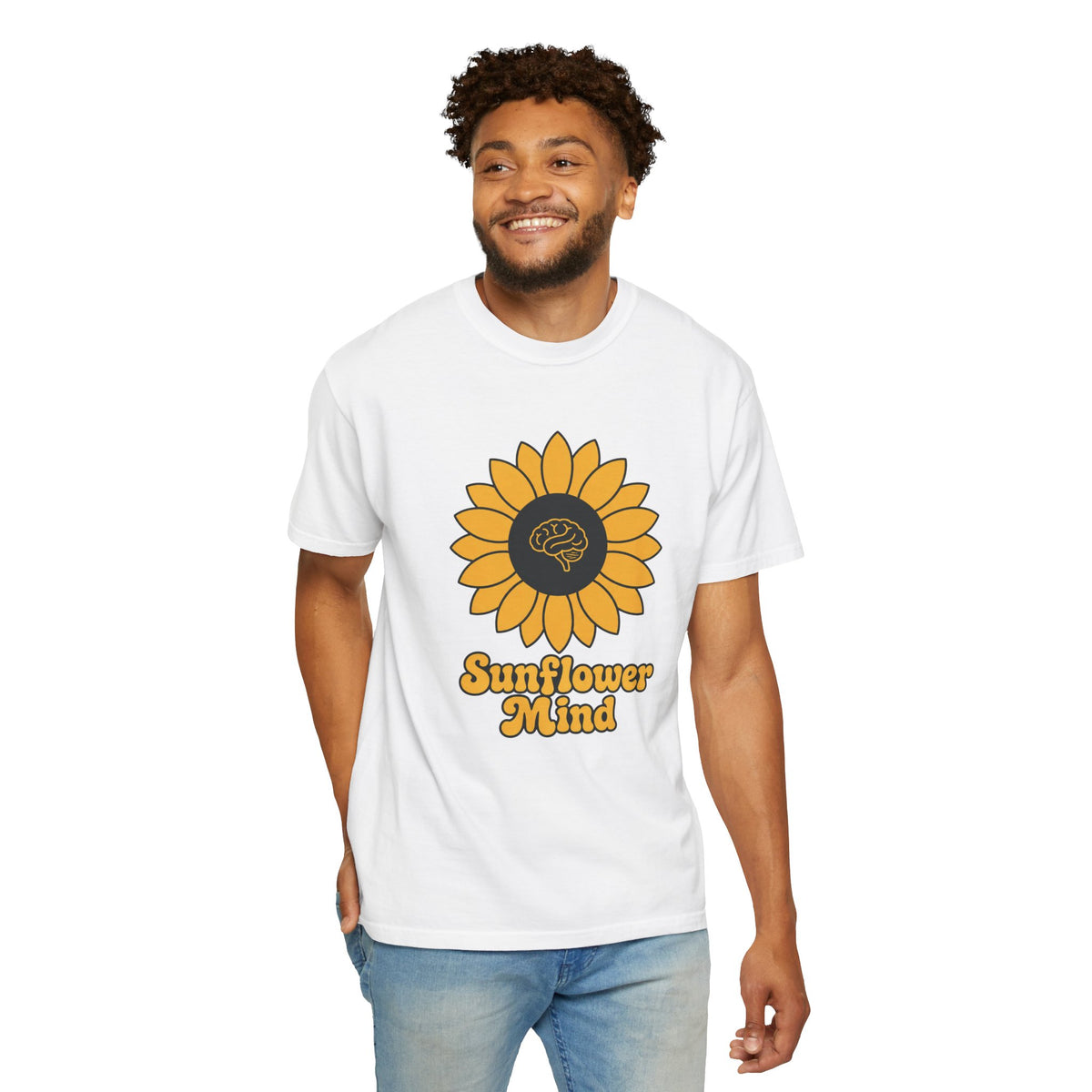 Sunflower Mind T-shirt - White - On Model Front