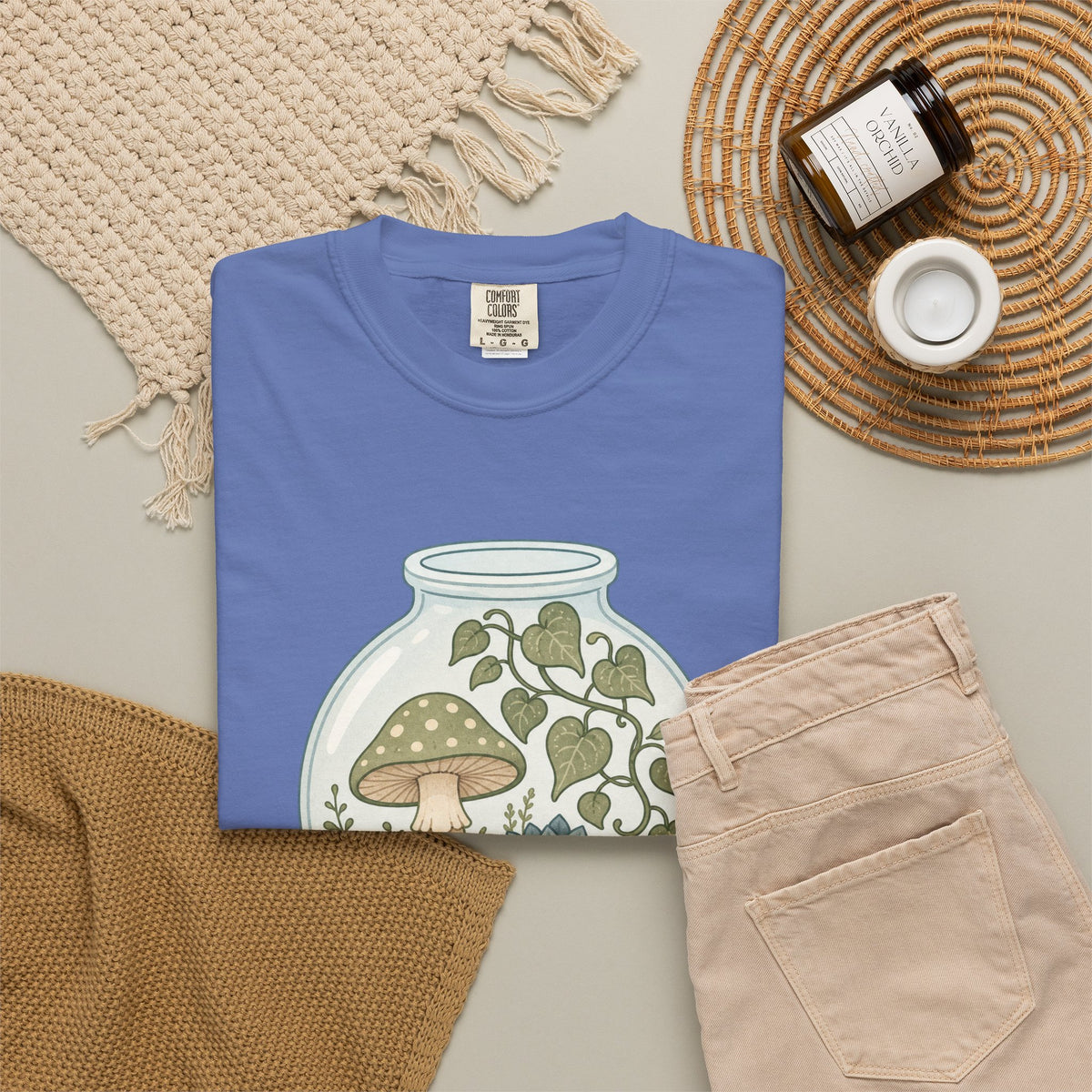 Grow Where You're Planted T-shirt - Mystic Blue - Flat Lay