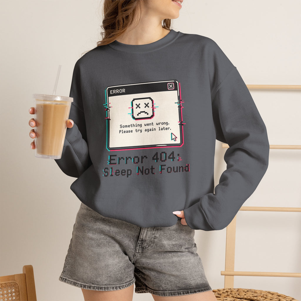 Error 404 Sleep Not Found Sweatshirt - Charcoal - On Model Female