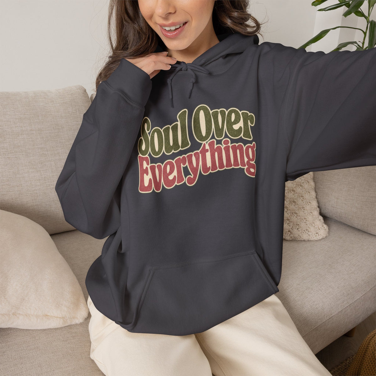 Soul Over Everything Hoodie - Charcoal - On Model Female