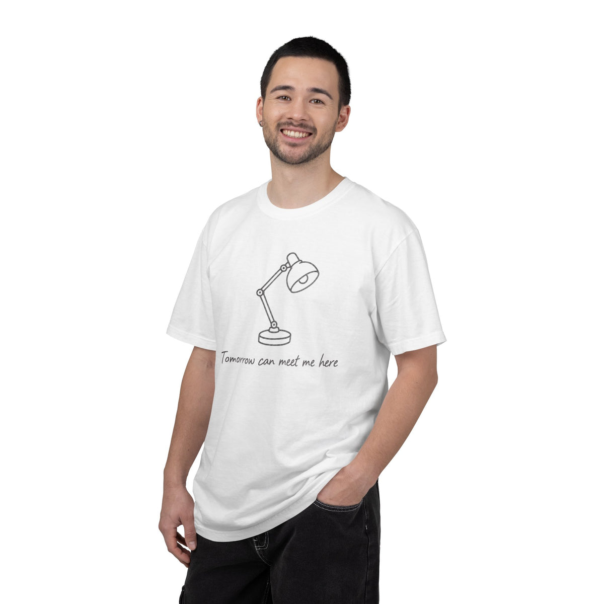 Tomorrow Can Meet Me Here T-shirt - White - On Model Male