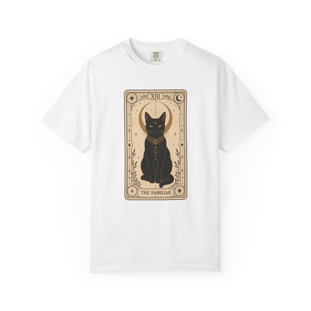Black Cat Tarot Card T-shirt - White - Front