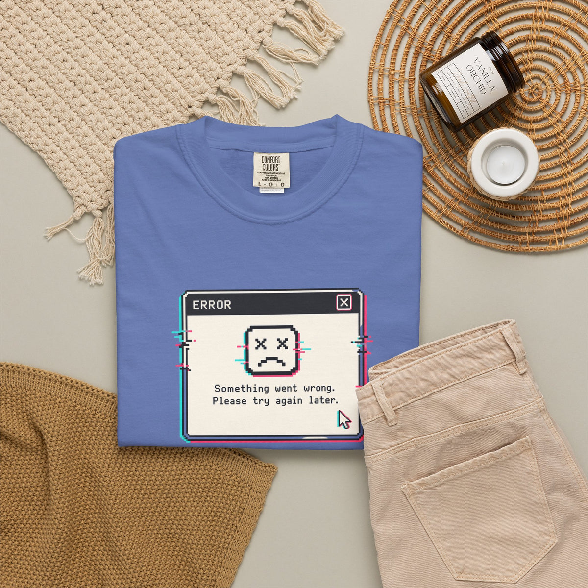 Error 404 Sleep Not Found T-Shirt - Mystic Blue - Flat Lay