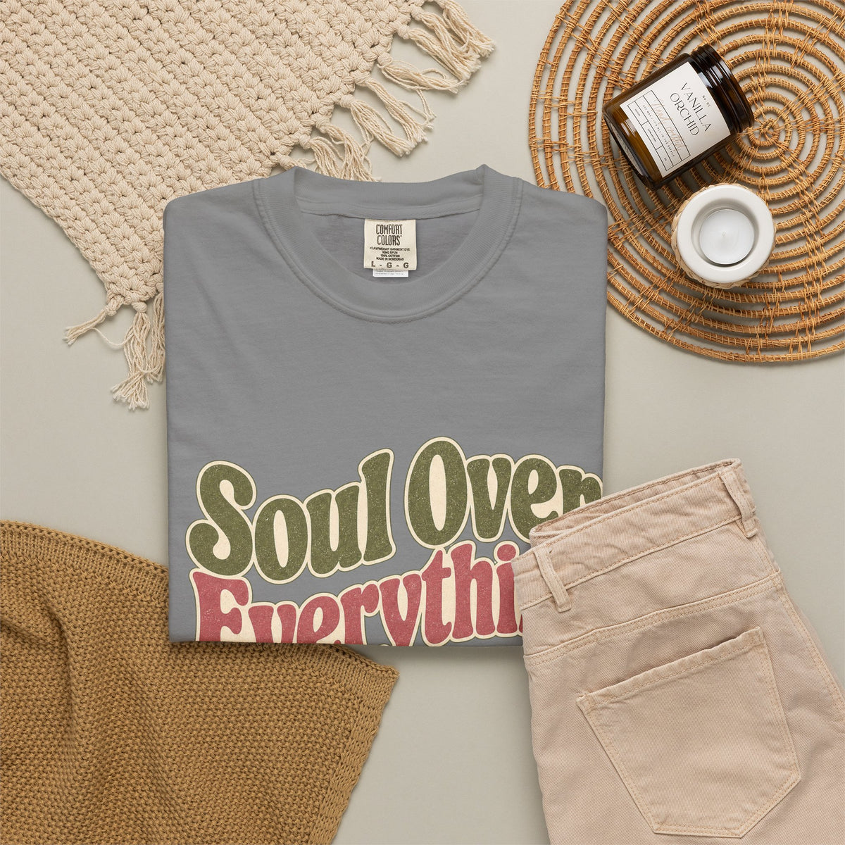 Soul Over Everything T-shirt - Grey - Flat Lay