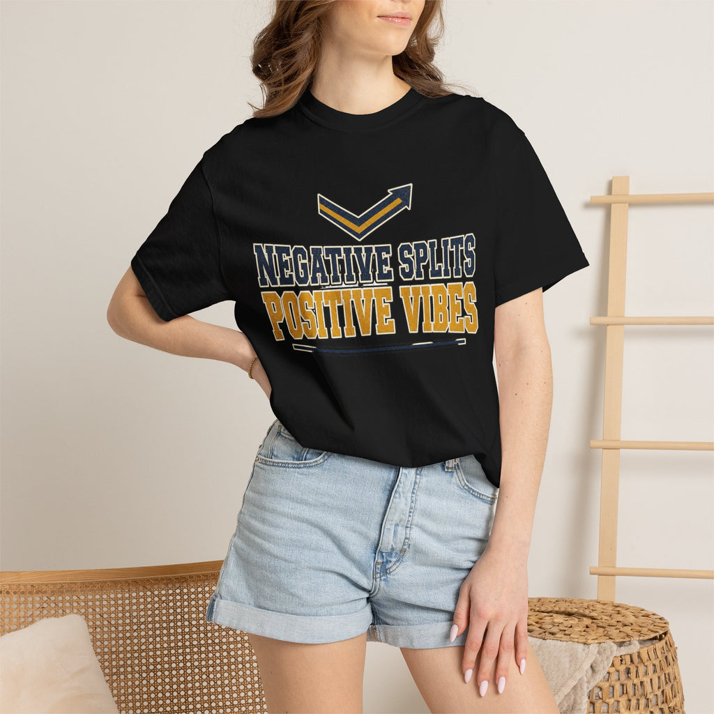 Negative Splits Positive Vibes T-shirt - Black - On Model Close-Up