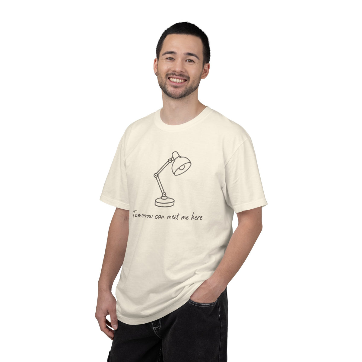 Tomorrow Can Meet Me Here T-shirt - Ivory - On Model Male