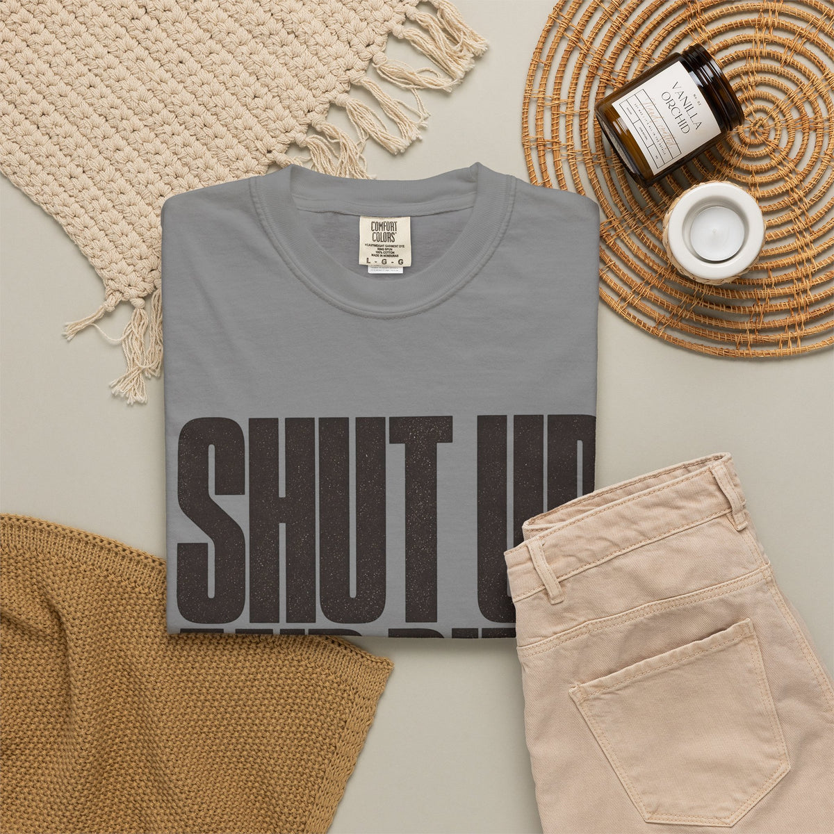 Shut Up and Dink T-Shirt - Grey - Flat Lay