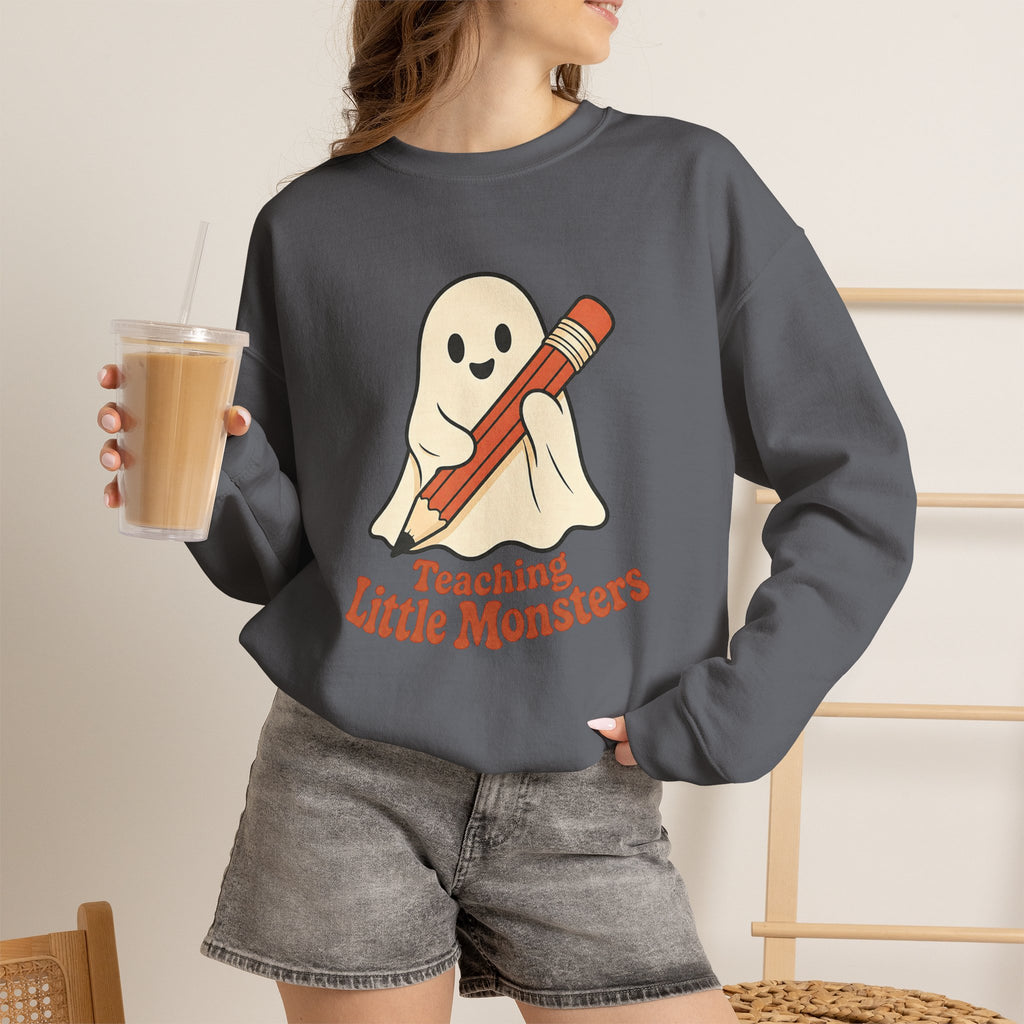 Teaching Little Monsters Sweatshirt - Charcoal - On Model Female