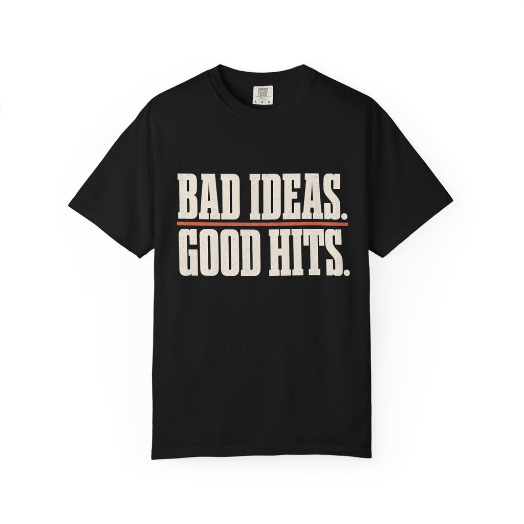 Bad Ideas. Good Hits. T-Shirt - Black - On Model Side