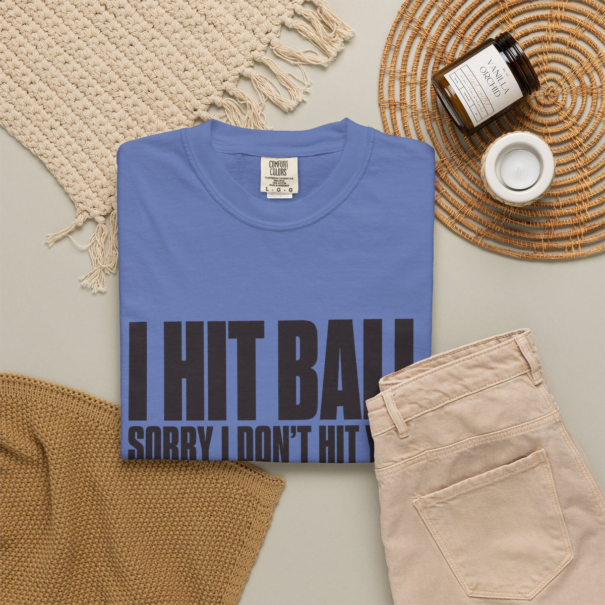 I Hit Ball. Sorry I Don't Hit You T-Shirt - Mystic Blue - Flat Lay