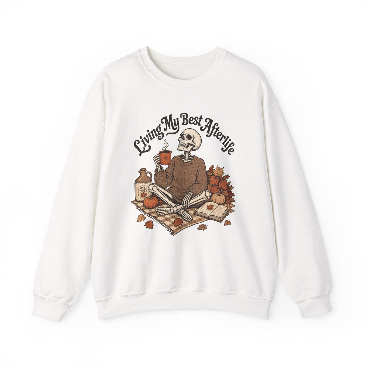 Living My Best Afterlife Sweatshirt - White - flat lay1