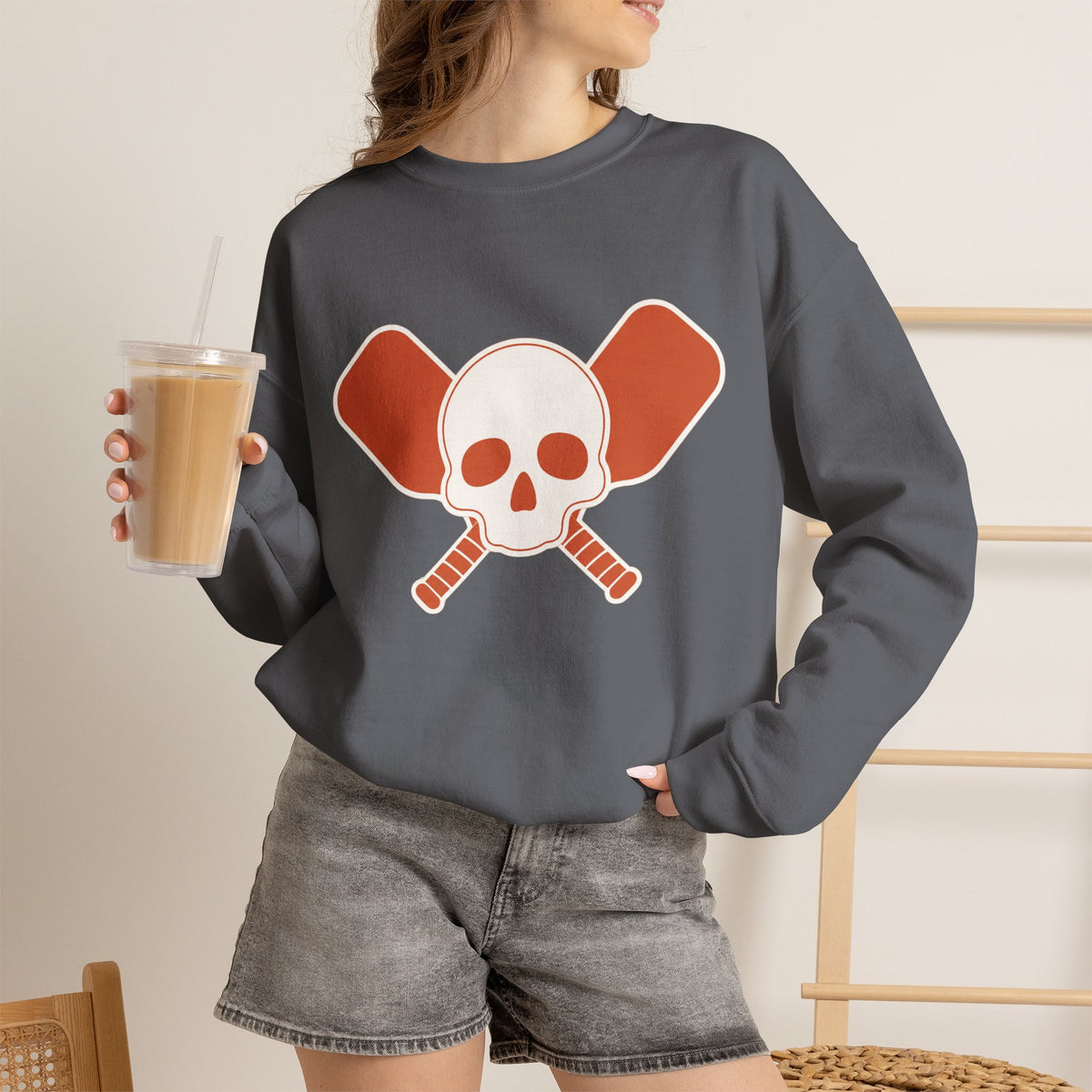 Skull & Oars Sweatshirt - Charcoal - On Model Female