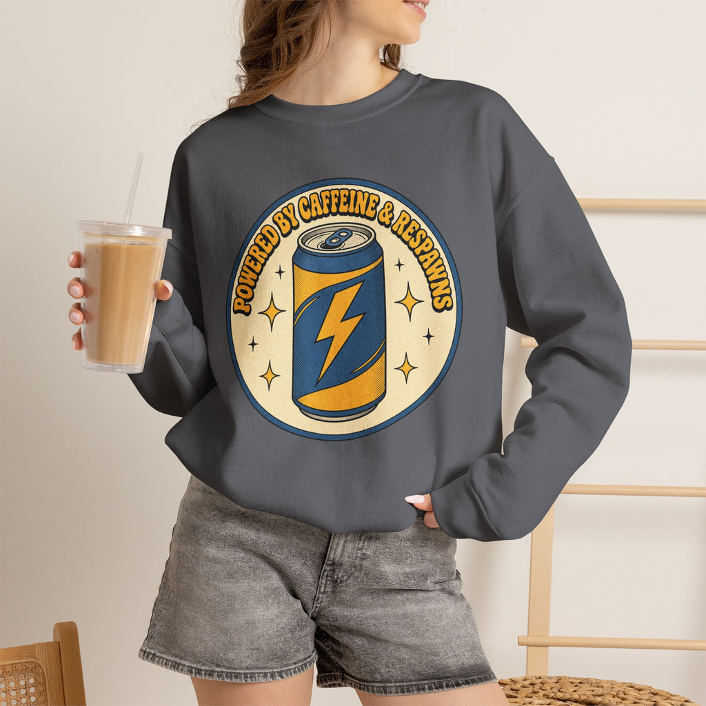 Caffeinated Energy Can Sweatshirt - Charcoal - On Model Female