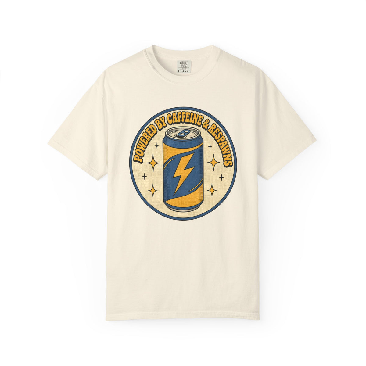 Caffeinated Energy Can T-shirt - Ivory - Front