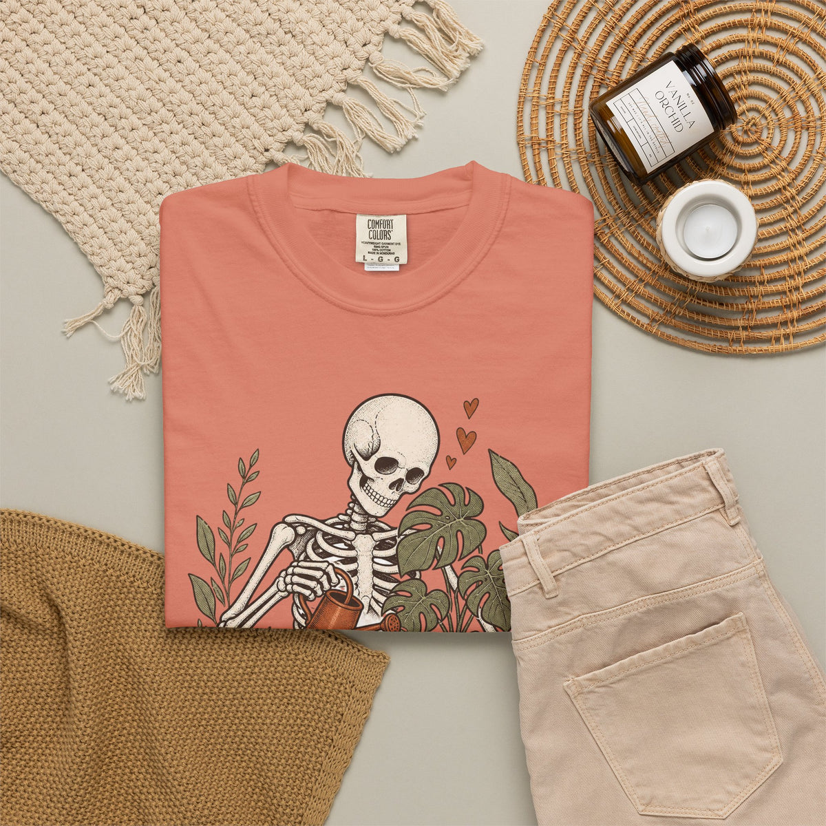 Growing Through It T-shirt - Terracotta - flat lay