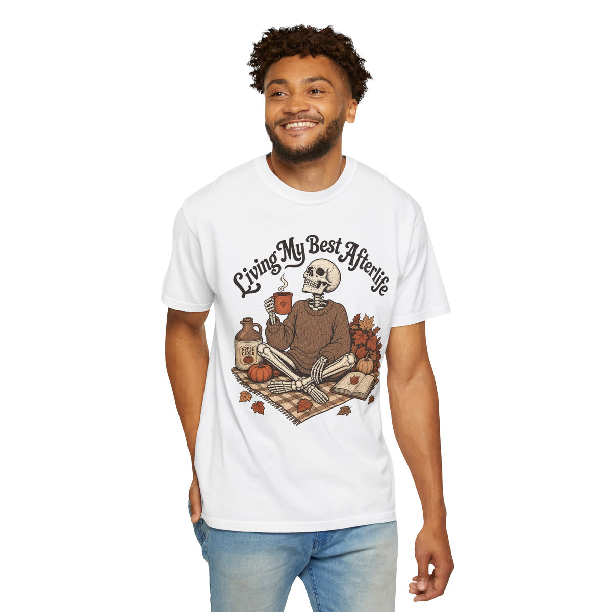 Living My Best Afterlife T-shirt - White - on model front