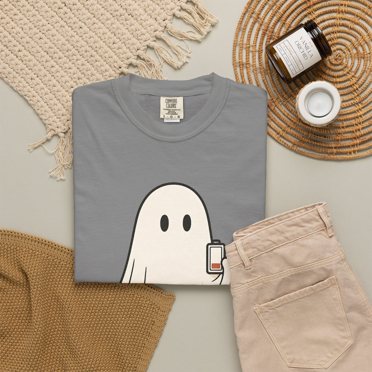 Running On Empty Since October T-Shirt - Grey - Flat Lay
