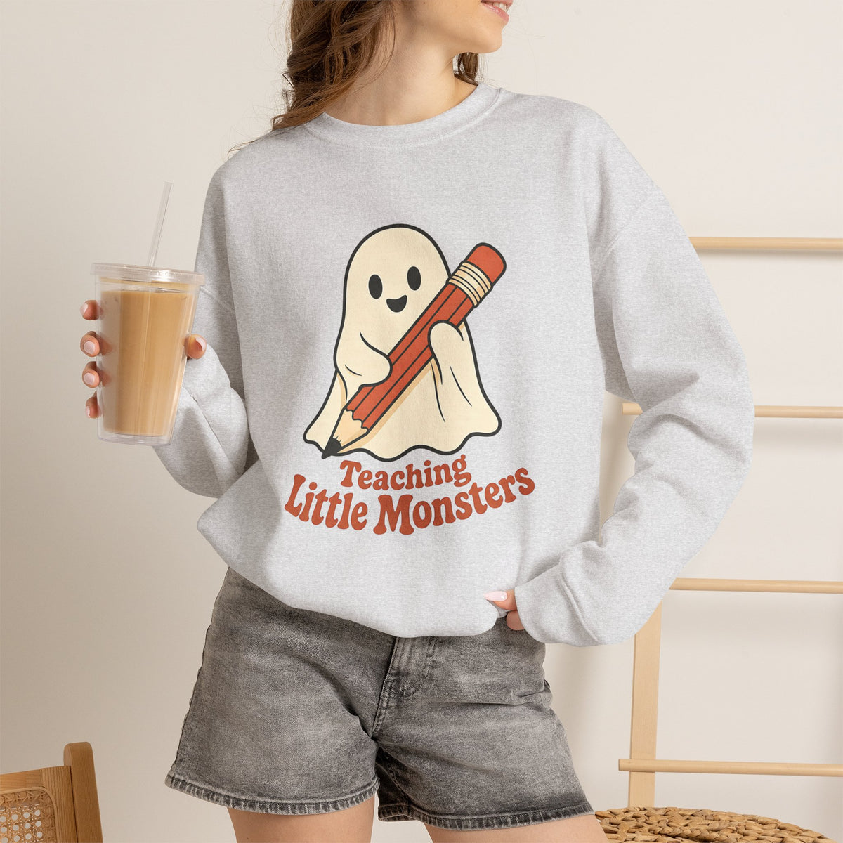 Teaching Little Monsters Sweatshirt - Ash - On Model Female