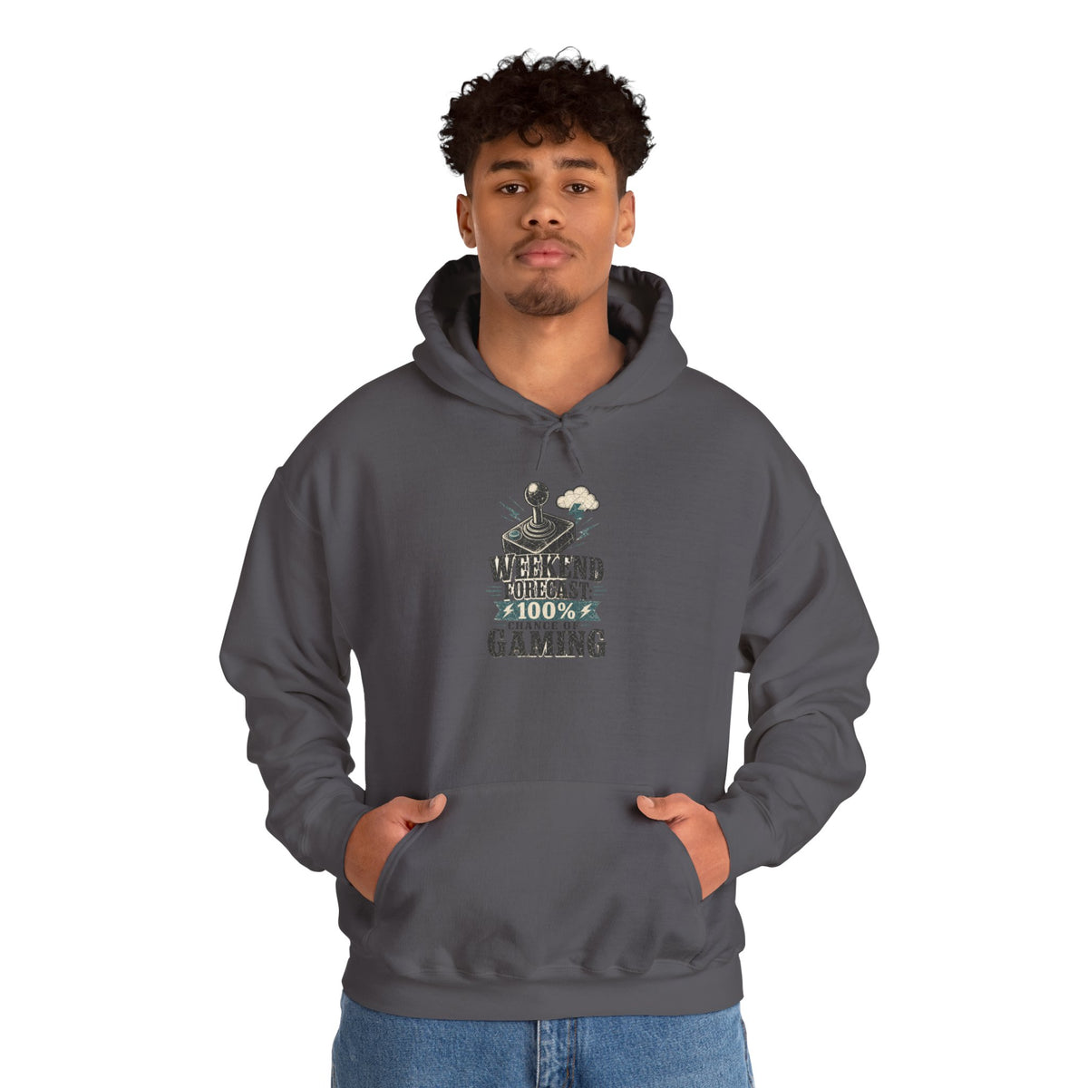 Weekend Forecast 100% Gaming Hoodie - Charcoal - On Model Male