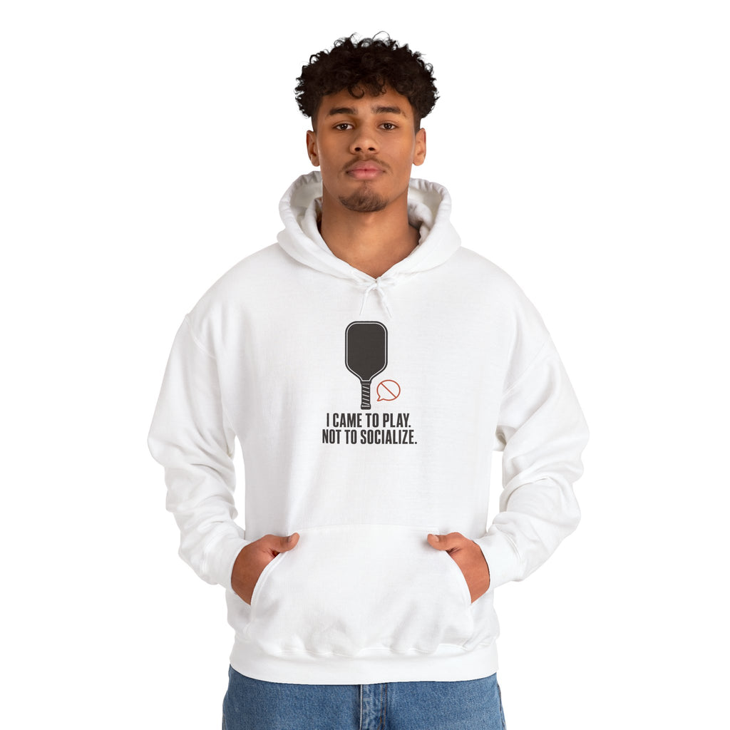 I Came to Play. Not to Socialize. Hoodie - White - On Model Male