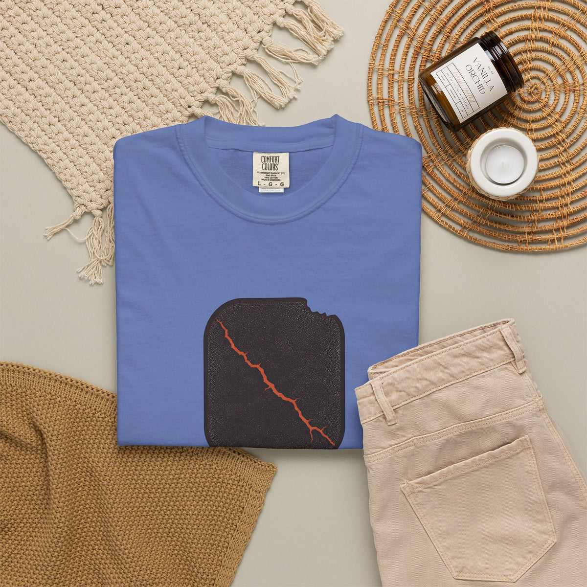 Pickleball Paddle Graphic T-Shirt - Mystic Blue - Flat Lay