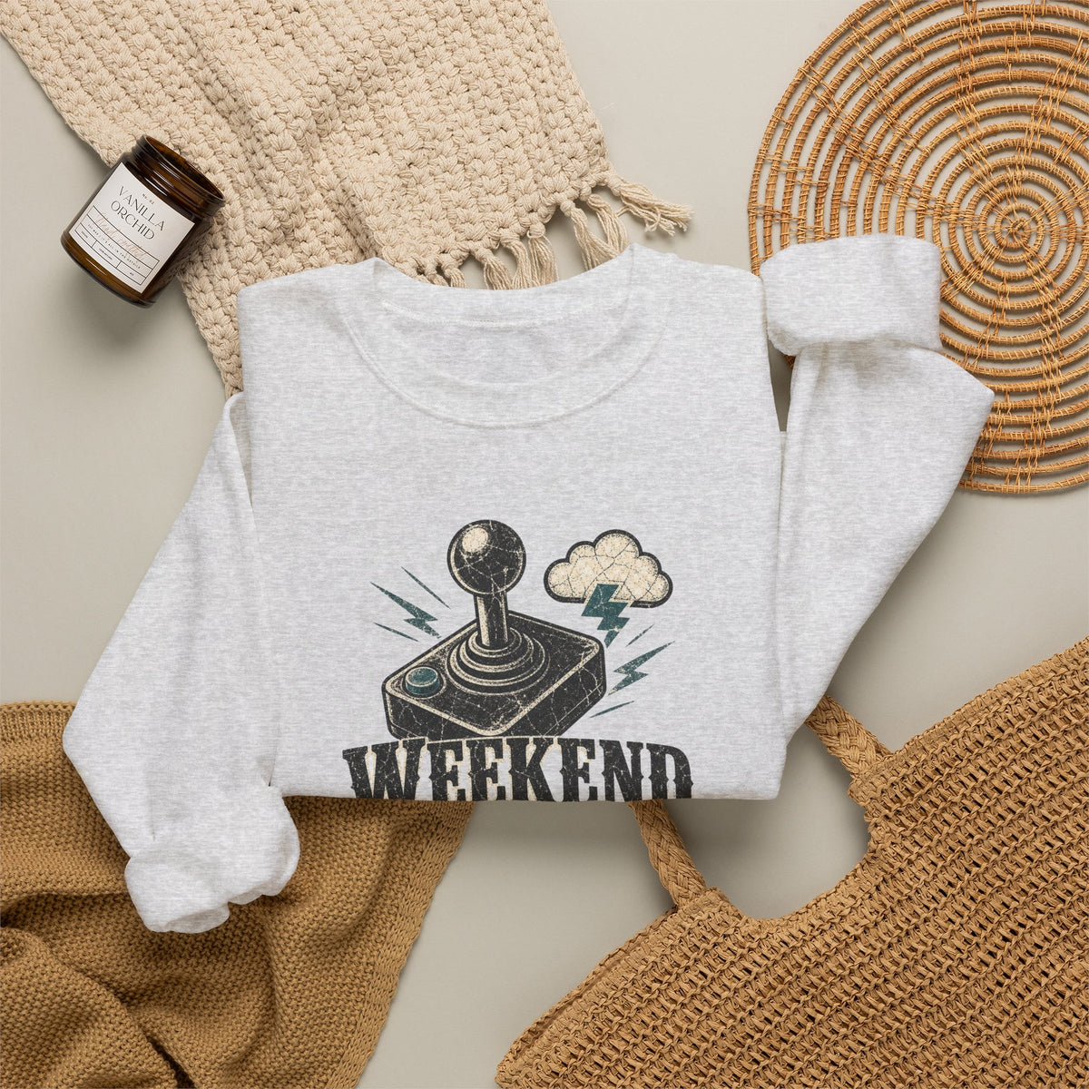 Weekend Forecast 100% Gaming Sweatshirt - Ash - Flat Lay