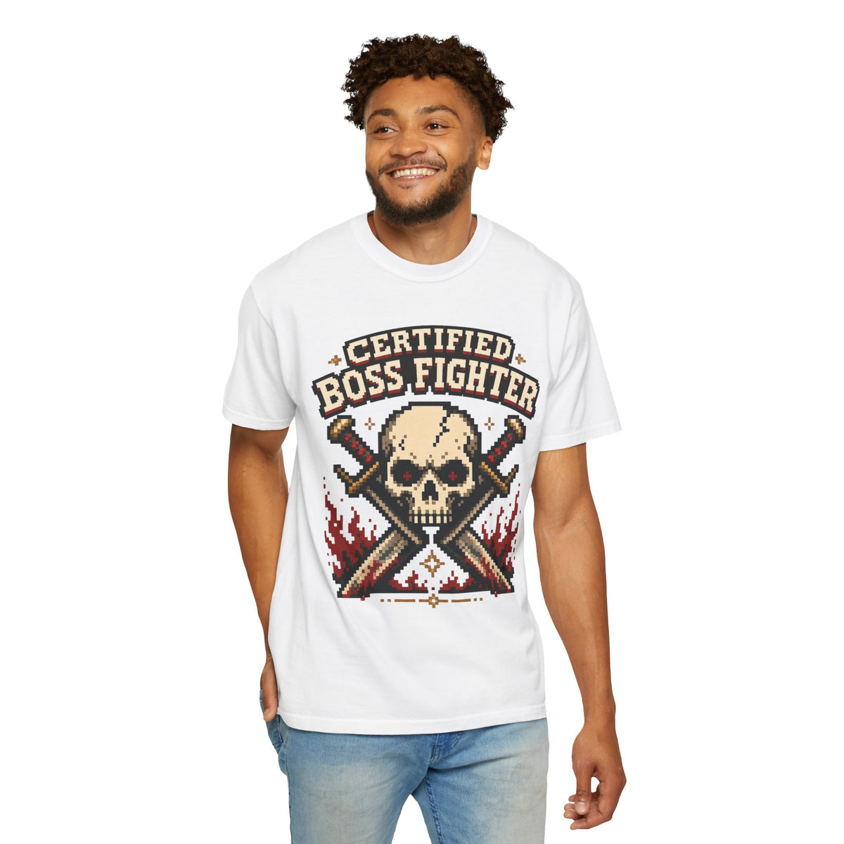Certified Boss Fighter T-shirt - White - On Model Front