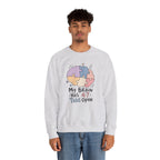 My Brain Has 47 Tabs Open Sweatshirt - Ash - On Model Male