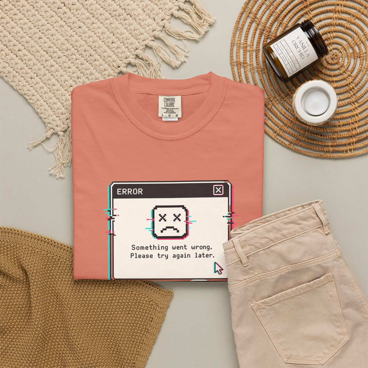 Error 404 Sleep Not Found T-Shirt - Terracotta - Flat Lay