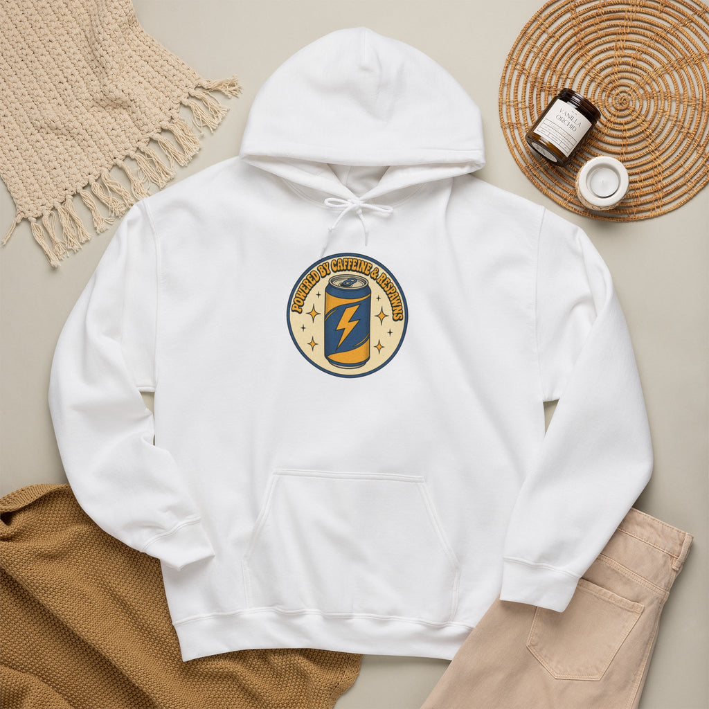 Caffeinated Energy Can Hoodie - White - Flat Lay